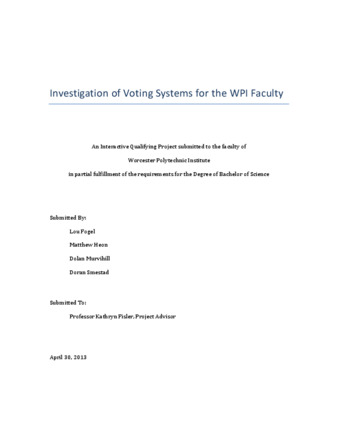 Investigation of Voting Systems for the WPI Faculty thumbnail