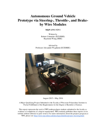 Autonomous Ground Vehicle Prototype via Steering-, Throttle-, and Brake-by Wire Modules thumbnail