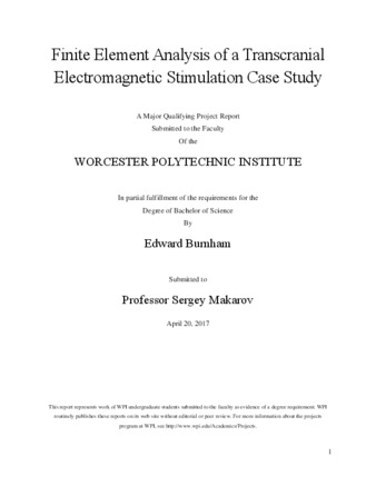 Finite Element Analysis of a Transcranial Electromagnetic Stimulation Case Study thumbnail