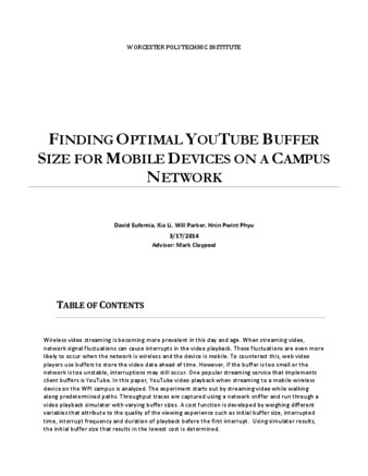 Finding Optimal YouTube Buffer Size for Mobile Devices on a Campus Network thumbnail
