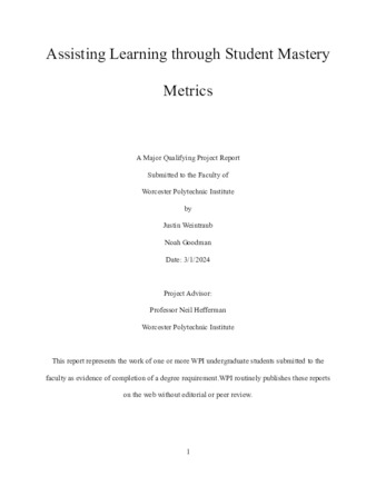 Assisting Learning Through Student Mastery Metrics miniatura