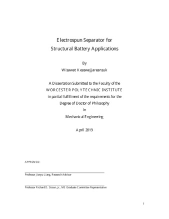 Electrospun Separator for Structural Battery Applications thumbnail