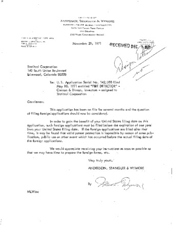 Letter from Max Wymore Re: Patent Application 142,088 miniatura