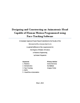 Designing and Constructing an Animatronic Head Capable of Human Motion Programmed using Face-Tracking Software 缩图