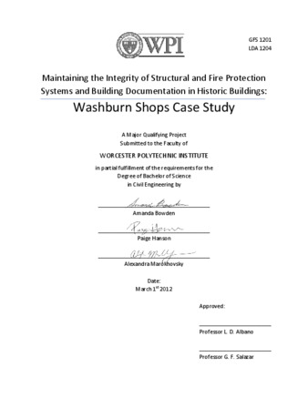 Maintaining the Integrity of Structural and Fire Protection Systems and Building Documentation in Historic Buildings: Washburn Shops Case Study thumbnail