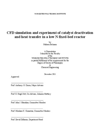 CFD simulation and experiment of catalyst deactivation and heat transfer in a low N fixed-bed reactor  thumbnail