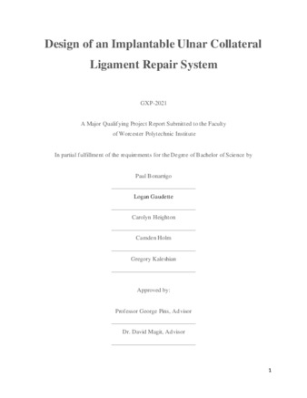 Design of an Implantable Ulnar Collateral Ligament Repair System thumbnail
