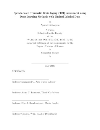 Speech-based Traumatic Brain Injury (TBI) Assessment using Deep Learning Methods with Limited Labeled Data thumbnail