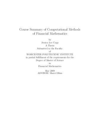 Course Summary of Computational Methods of Financial Mathematics 缩图