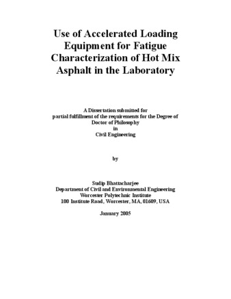 Use of Accelerated Loading Equipment for Fatigue Characterization of Hot Mix Asphalt in the Laboratory thumbnail