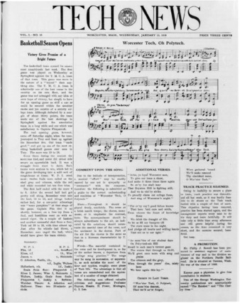 Tech News Volume 1, Issue 16, January 12, 1910 thumbnail