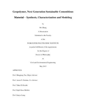 Geopolymer, Next Generation Sustainable Cementitious Material - Synthesis, Characterization and Modeling thumbnail