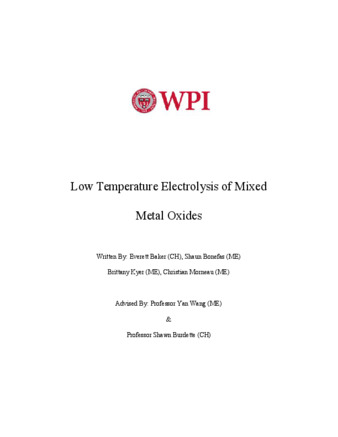 Low Temperature Electrolysis of Mixed Metal Oxides thumbnail