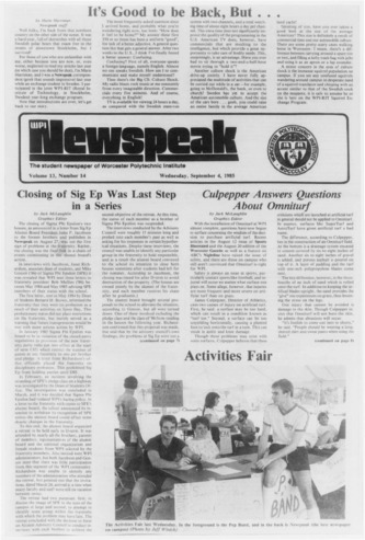 Newspeak Volume 13, Issue 14, September 4, 1985 thumbnail