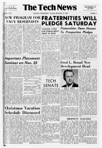 Tech News Volume 54, Issue 07, November 14, 1963 thumbnail